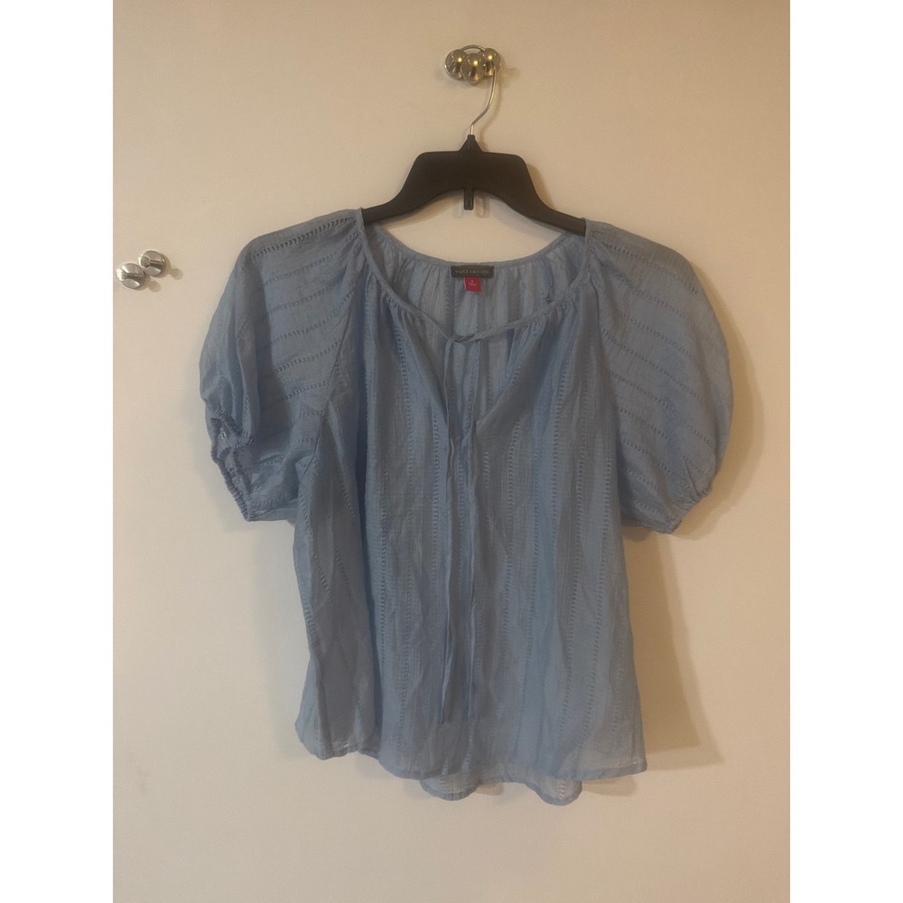 Vince Camuto Coastal Hues Airy Blue Puff Sleeve Blouse NWT Small